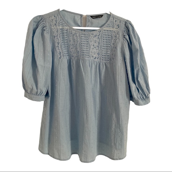 SHEIN Maternity Puff Sleeve Lace Insert Swiss Dot Top - Picture 8 of 8